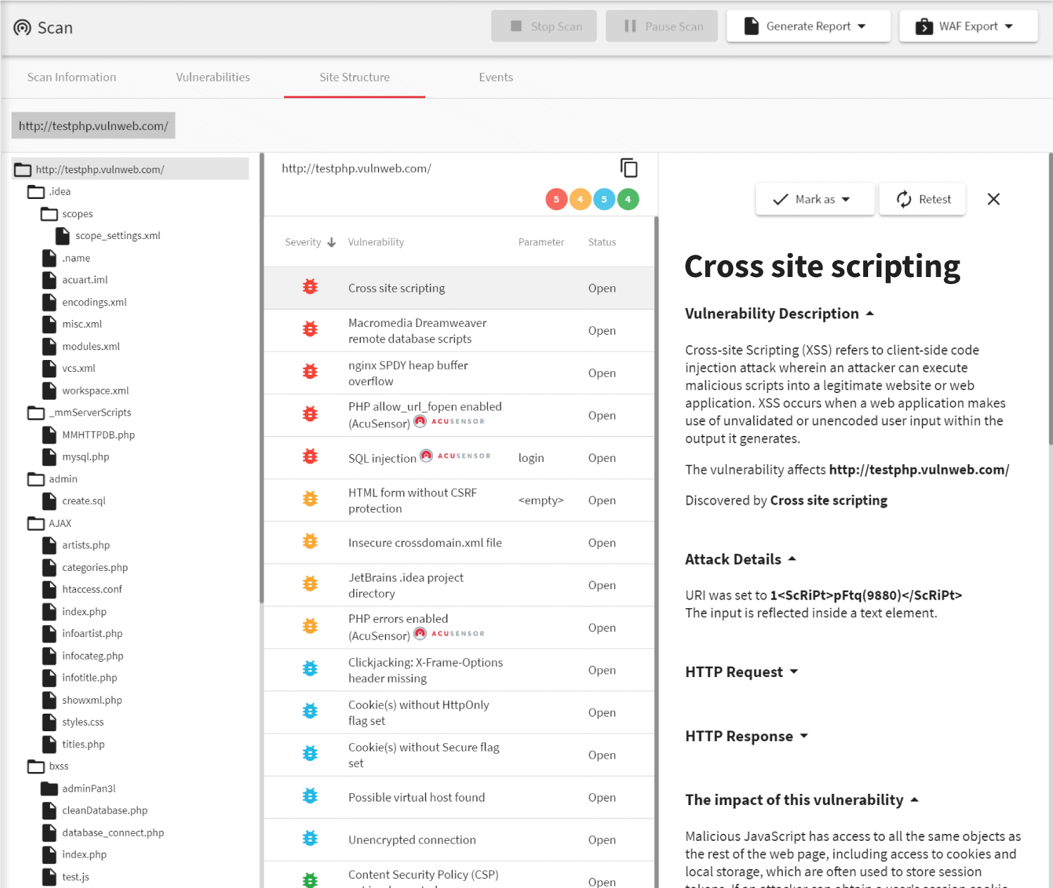 Acunetix web vulnerability scanner