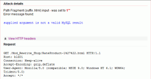 An SQL injection in a path fragment