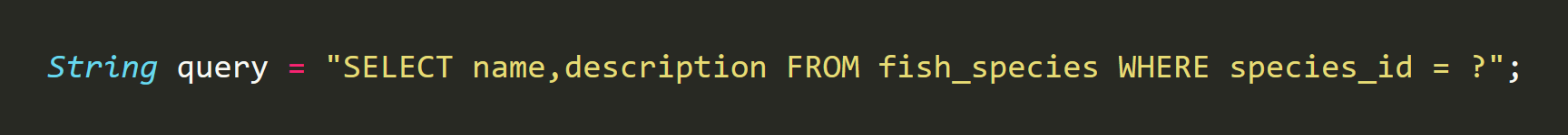 PreparedStatement stmt = connection.prepareStatement(query);