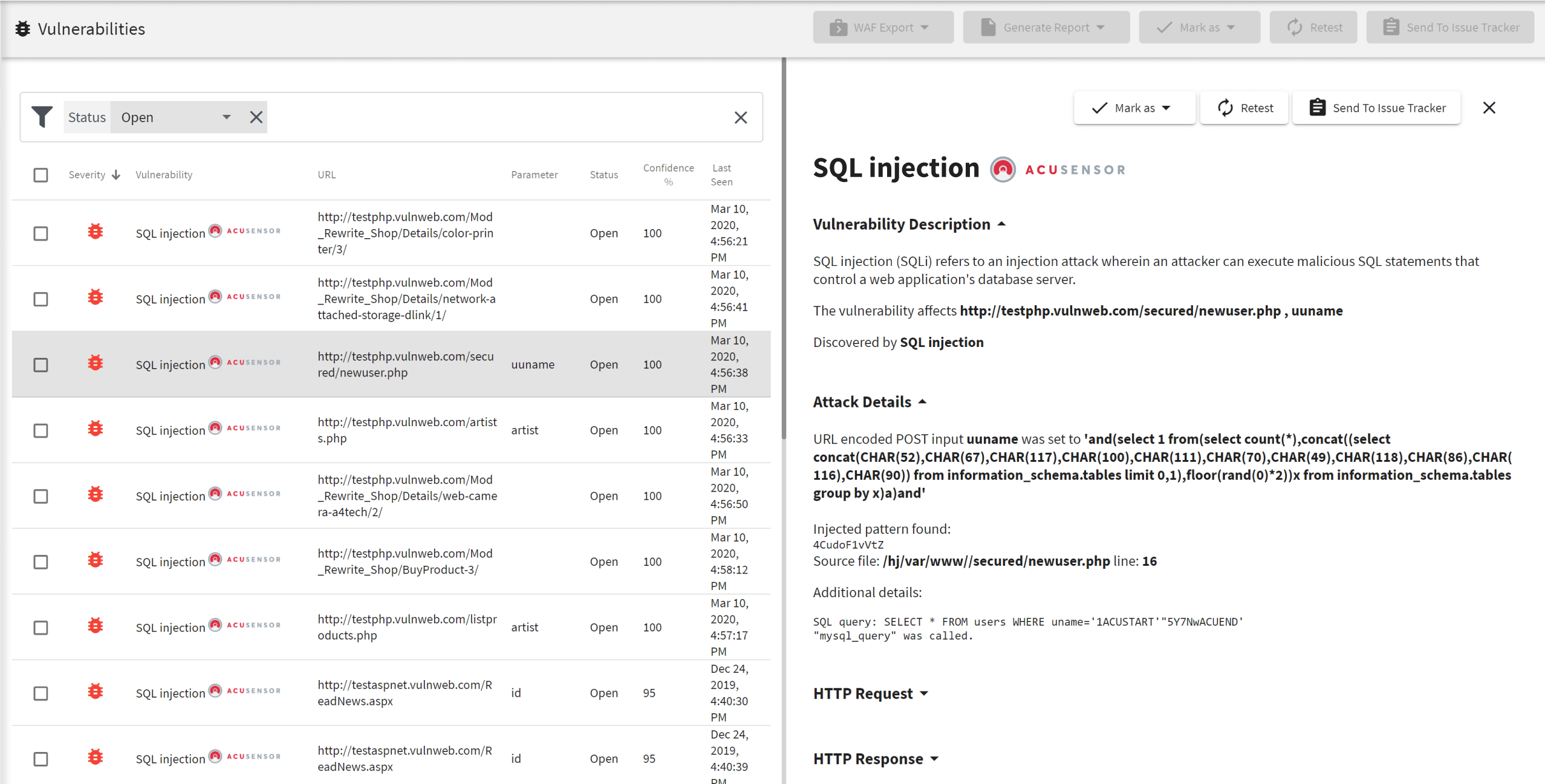 Acunetix web vulnerability scanner