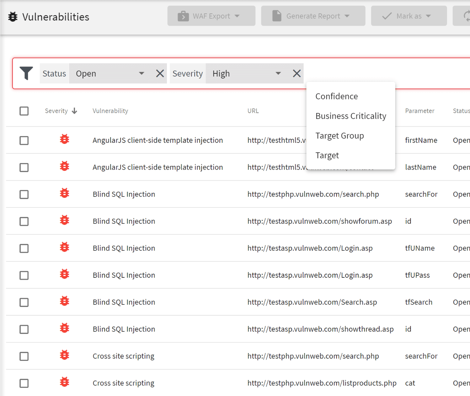 Acunetix web vulnerability scanner